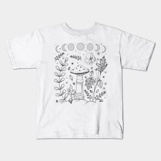 Goblincore Aesthetic Cottagecore Dark Academia Mushroom Kids T-Shirt